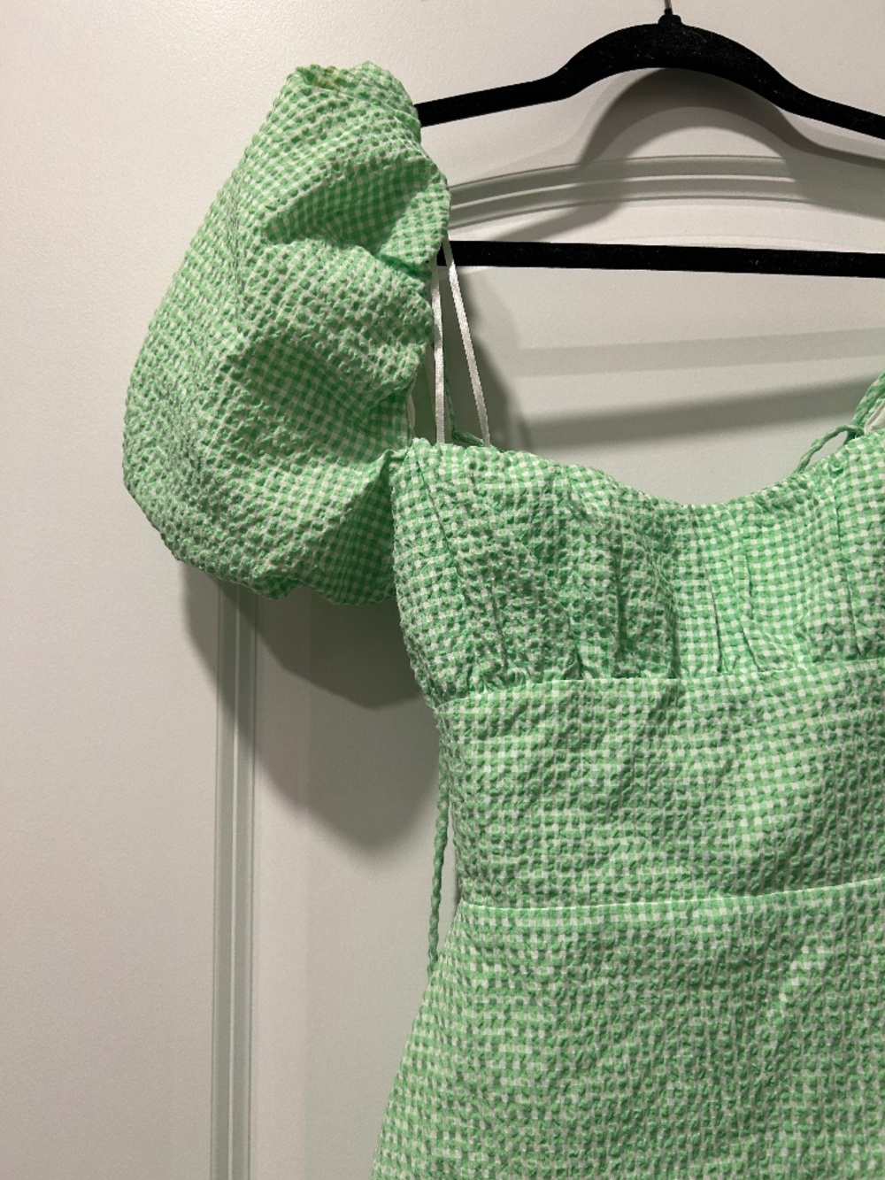 Zara seersucker gingham mini dress